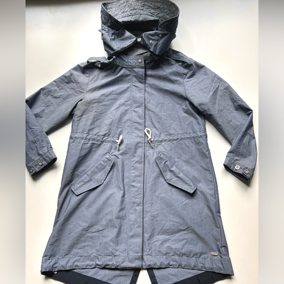 Scotch & Soda long  Jacket Womens Blue Full Zip Hood Nylon Troublemaker - Picture 9 of 12